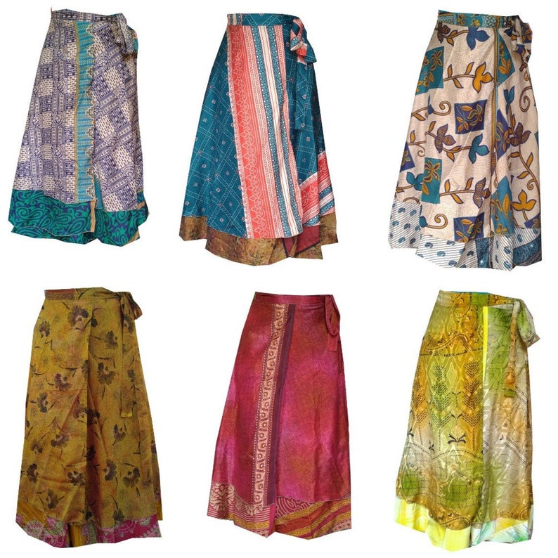 Vintage Indian Silk Wrap Skirts ...